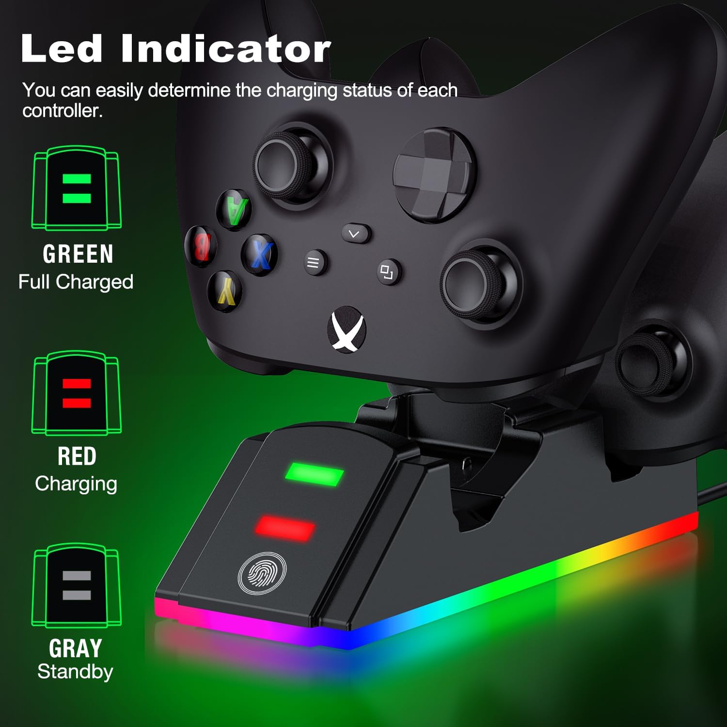 Dual Xbox Controller Charging Station with 2×4320mWh Rechargeable Batteries - Fast Charger Dock for Xbox Series X|S/Xbox One/Elite Controllers, LED Display & USB-C Cable Included
