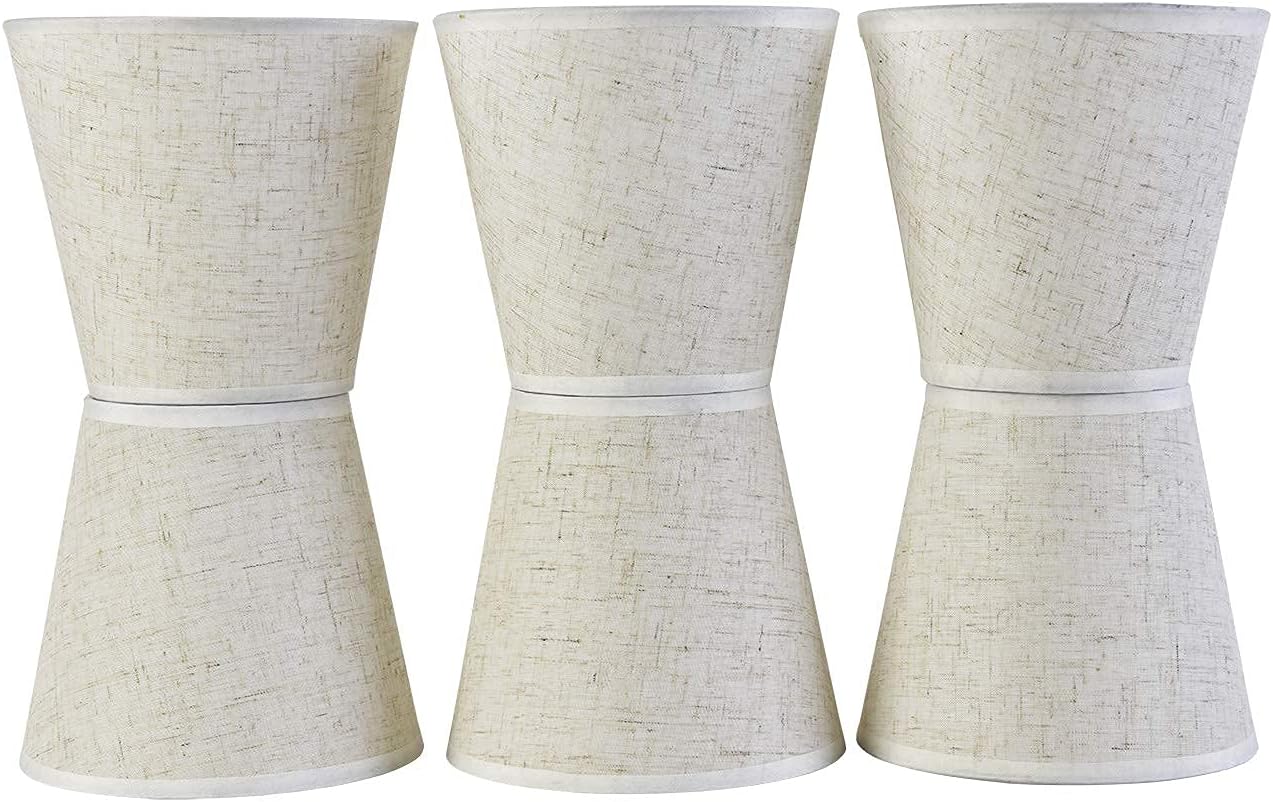 Chandelier Lamp Shades Clip on Bulb Set of 6,Small Lamp Shades Size 3.54x5.51x5.11 Inch Cotton and Linen Fabric Creamy White
