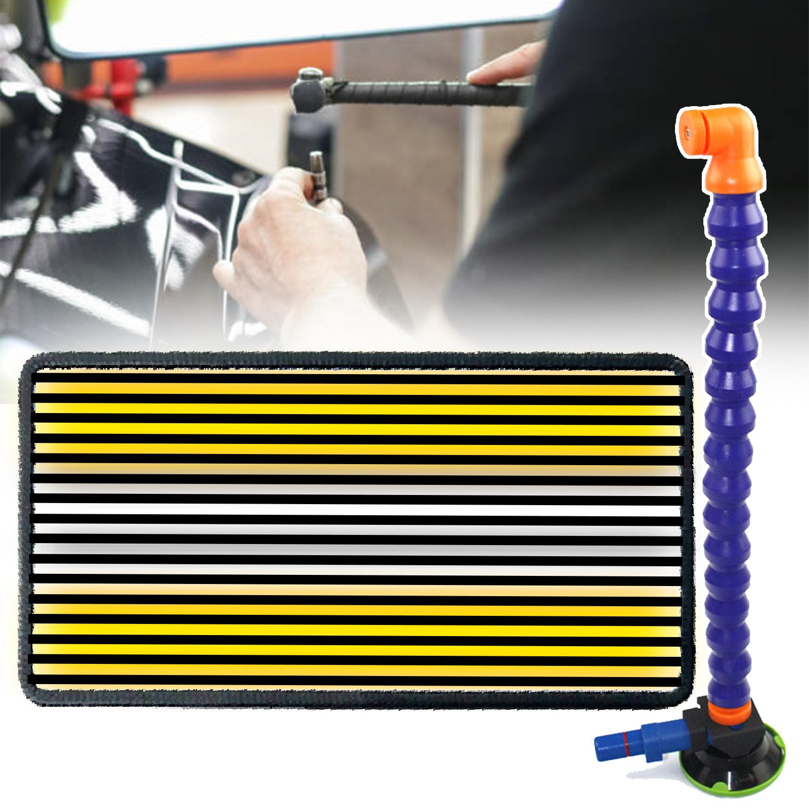 LED-PDR-Ausbeullampe, Werkzeug Zur Lackschadenfreien Ausbeultechnik, 3-Streifen-Leiterplatte – 6 Farbkombinationen, Ausbeulwerkzeug, LED-Licht, Helligkeit Einstellbar, 37,8 × 19,8 cm