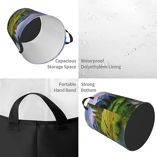 Miniatura 4 de Cesta circular con estampado de parque nacional, impermeable, cesta organizadora de lavandería, con asas, para ropa, juguetes, tamaño mediano
