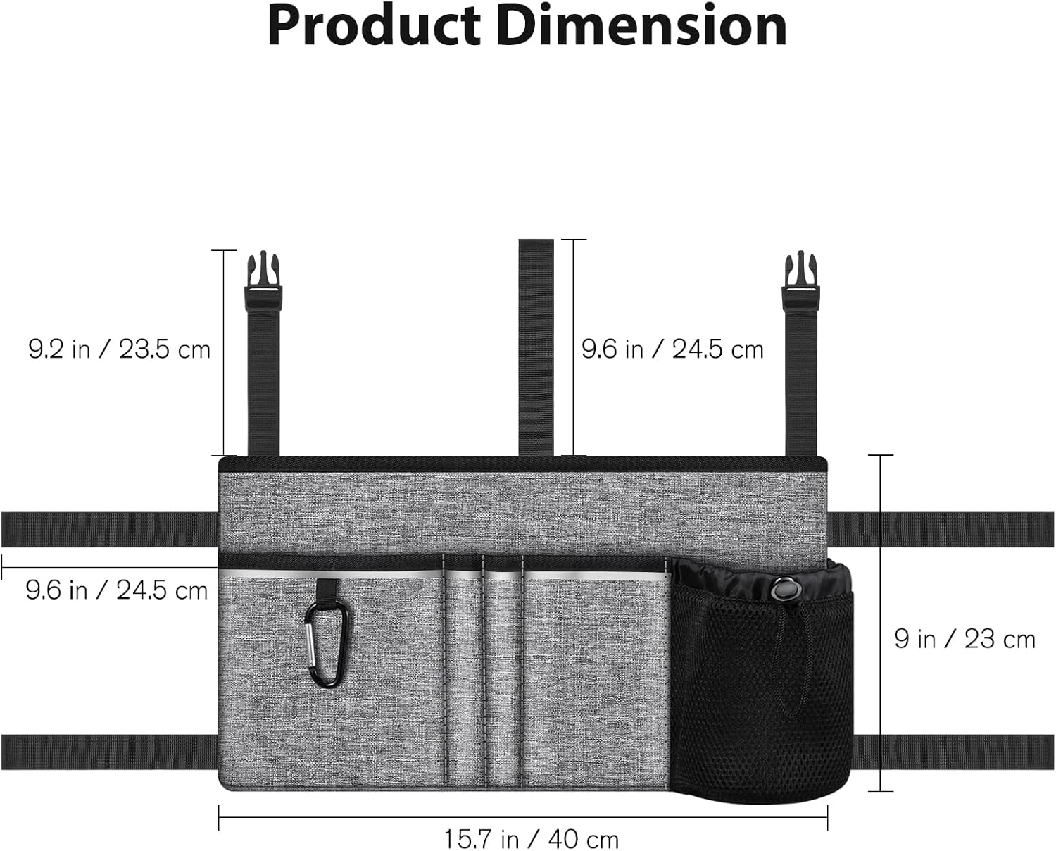 FINPAC Large Walker Tote Bag with Cup Holder, Folding Walker Attachment Hands-Free Storage Basket Mobility Aid Accessory Pouch for Elderly, Senior, Gray : Health & Household