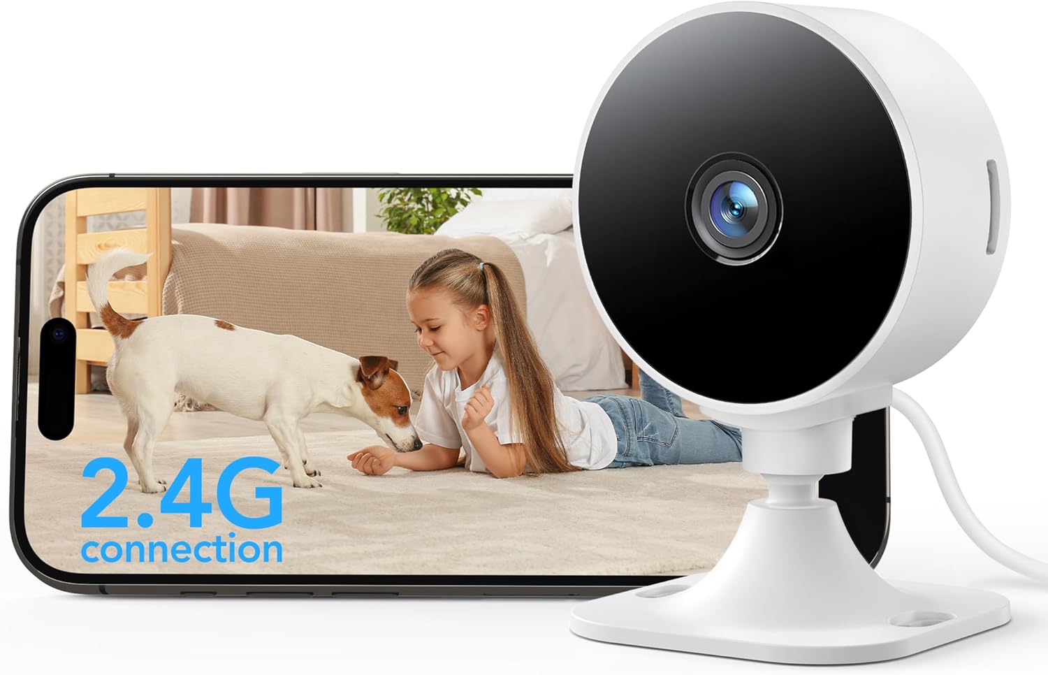 GNCC GC3 1080P Cámara de Vigilancia WiFi Interior, Monitor de Bebés y Mascotas con Visión Nocturna, Lente Fija, Detección Humana y Audio Bidireccional, Modo Privacidad, Compatible con Alexa, 2.4GHz