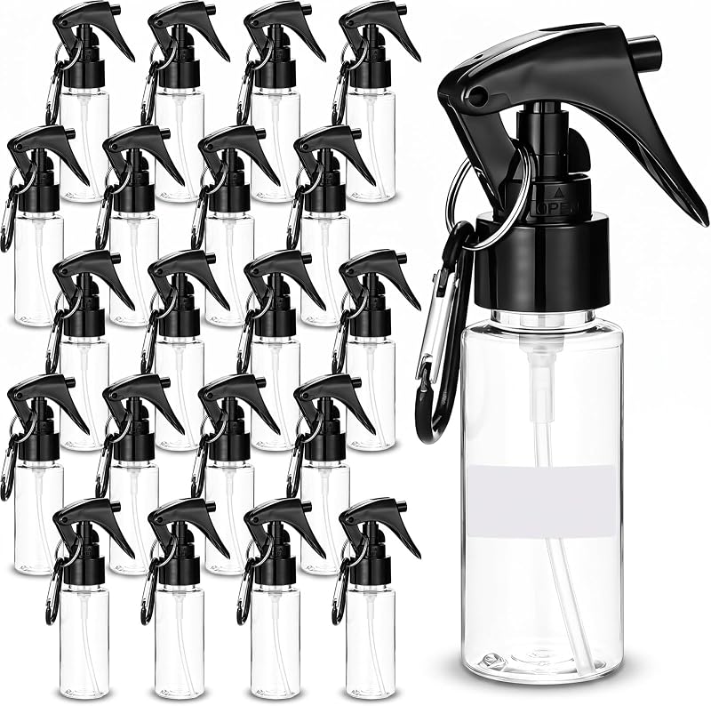 Roshtia Frascos Spray Recarregáveis com Chaveiro, 60 mL, Transparentes, Pacote com 20