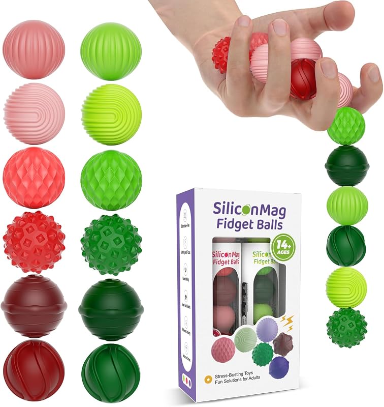 Bolas Fidget magnéticas, paquete de 12 juguetes sensoriales de silicona para adultos y adolescentes