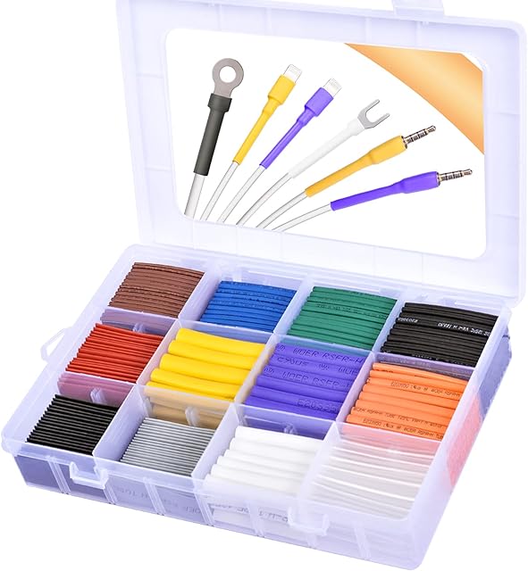 Pointool 650Pcs Heat Shrink Tubing Kit 2:1, Wire Shrink Wrap Tubing Wire Heat Shrink Tube Kit Insulation Electrical Colored Assorted Heat Shrink Tubing Assortment Electronics for Wires