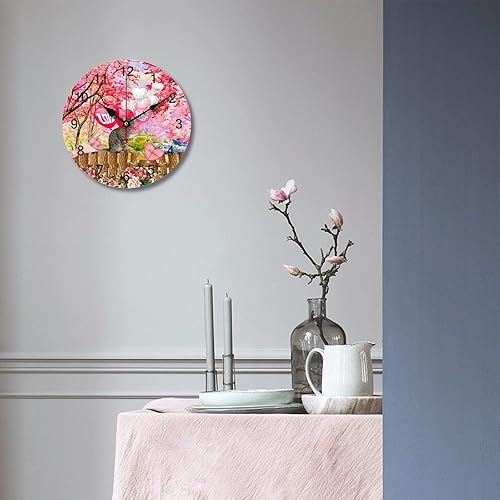 Miniatura 3 de LetusZhogo Reloj de pared con diseño de gato para el día de San Valentín silencioso sin tictac para decoración de sala de estar reloj redondo de 10