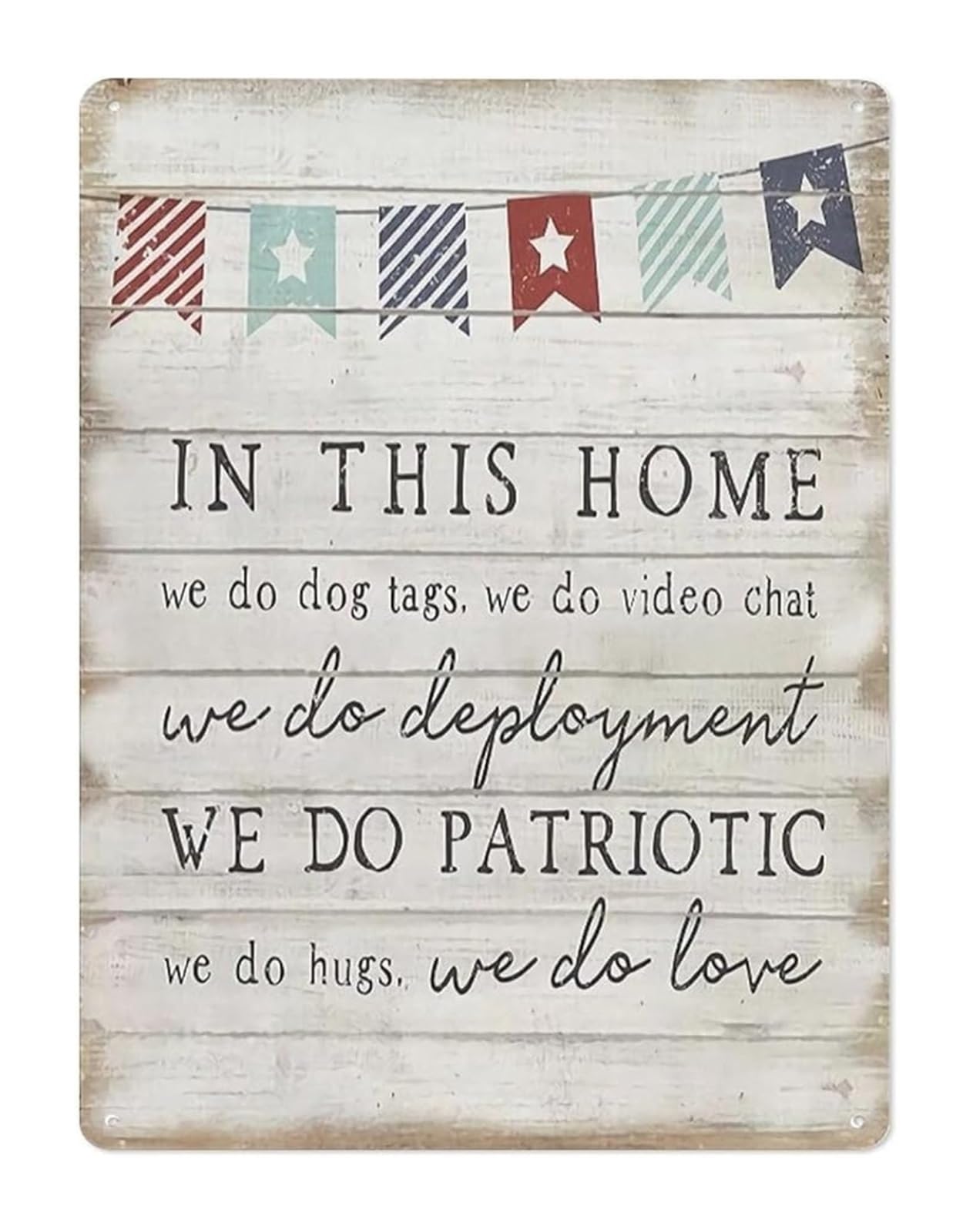 MDBJTCYZN Rustic Metal Sign Featuring In This Home We Do Patriotic Quote Vintage Tin Wall-Art Patriotic Home and Garage Decor 8 X 12 inch