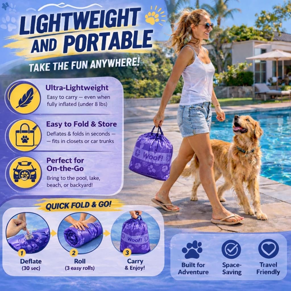 Schwimmer Dog Pool Float – Premium Pool Float for Large Dogs up to 220lbs – Durable & Inflatable Dog Raft for Pool, Lake & Beach – Comfortable & Safe Floating Mat for Summer Fun - Dog Floatie