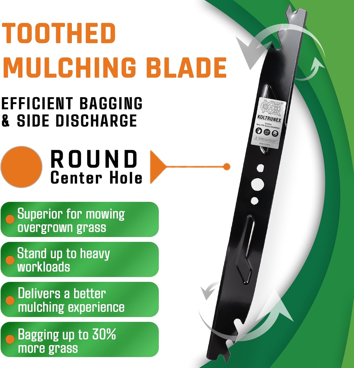 Standard Mower Blade Replacement for EGO AB2102 Power+ 21" Electric Lawn Mower Models LM2110 LM2110SP LM2120SP, Circle Center Hole 1-Pack with Bolt