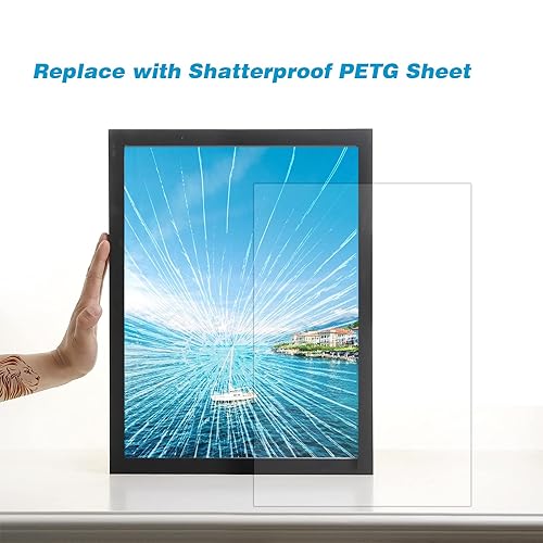 Miniatura 10 de Hoja acrílica de 4 x 6, marco de vidrio de repuesto, 10 hojas de plexiglás de 0.04 pulgadas de grosor, hoja de plástico transparente para pintura de