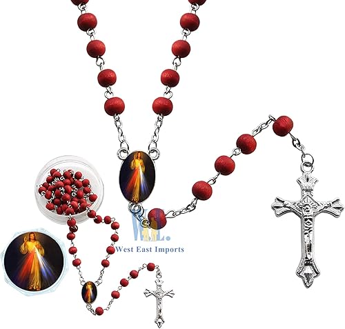 Miniatura 4 de 12 piezas de rosario perfumado de la Divina Misericordia para el bautismo, primera comunión, regalo conmemorativo, evento religioso, rojo
