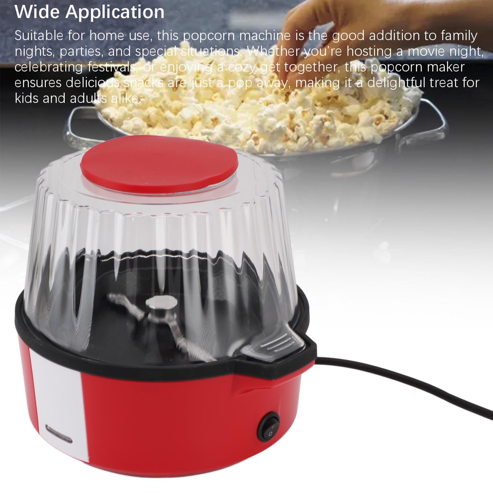 Producent Popcorn, Pełny Automatyczny Maszyna z Małym Domowym Domem z wyjmowaną pokrywką na Wieczory Filmowe Wszelkiego Rodzaju Imprezy (BAOFUYAtdhyw8gs2u-11)