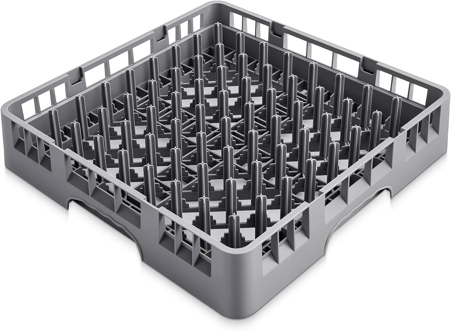 1 Pack Commercial Dishwasher Tray Rack Polypropylene Full Size Flatware Rack for Bowls Plates Knives Forks Cups (Peg Dish,Gray)