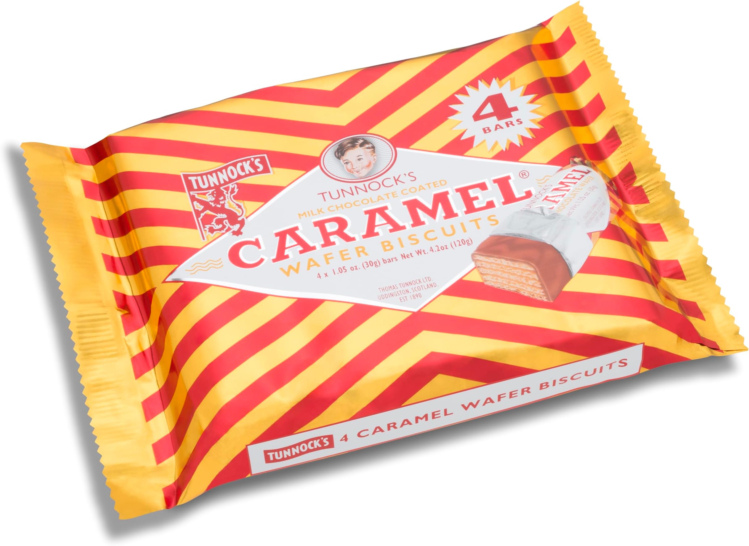 Caramel Wafers - Milk Chocolate (Pack of 4 Wafers) 120g