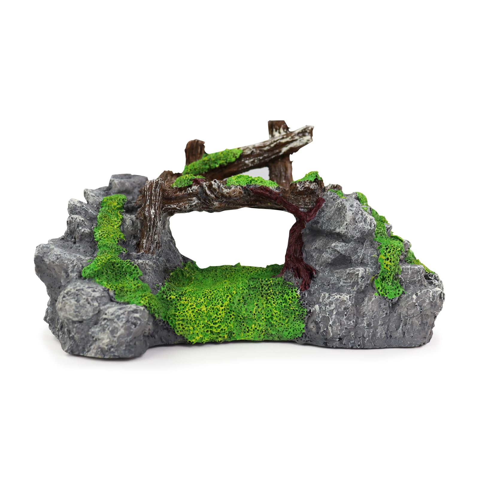 LuckyOpt Fish Tank Decoration, Resin Aquarium Decoration Come with Bridge and Rockery Ornament, Fish Tank Ornaments for Aquarium and Domestic Fish Tank (A)