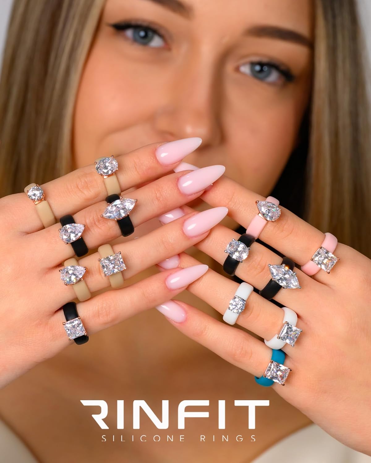 Rinfit Silicone Ring with Stone - Oval Cut Cubic Zirconia Solitaire Engagement Ring for Women - Rubber Wedding Bands - Patented Design - Image 6