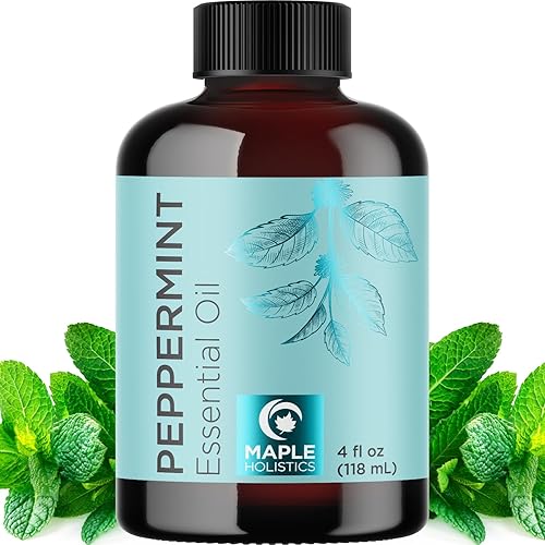 Aceite de menta puro sin diluir de 4 onzas, aceite esencial de menta para difusores humidificadores y uso tópico, aceite de menta refrescante