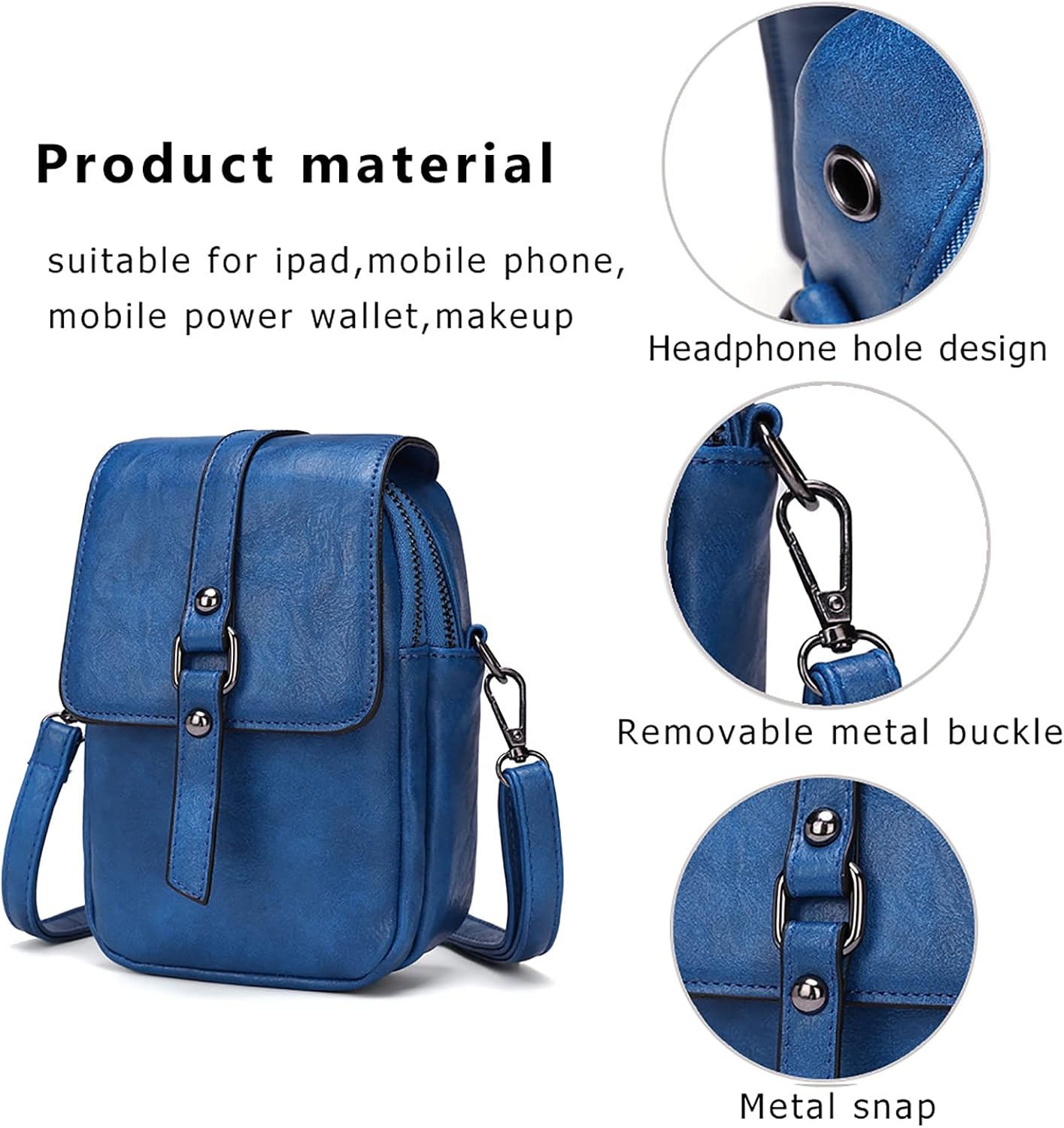myfriday Small Leather Crossbody Bag for Women with Guitar Strap Mini Crossover Bags & Shoulder Purses with 2 Card Slots - Image 5