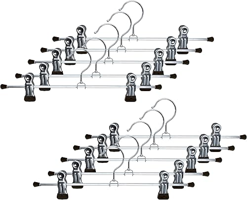 Miniatura 8 de Mawa by Reston Lloyd - Percha antideslizante para pantalones y faldas con dos clips antideslizantes, estilo K30D, 12 pulgadas, juego de 10, color