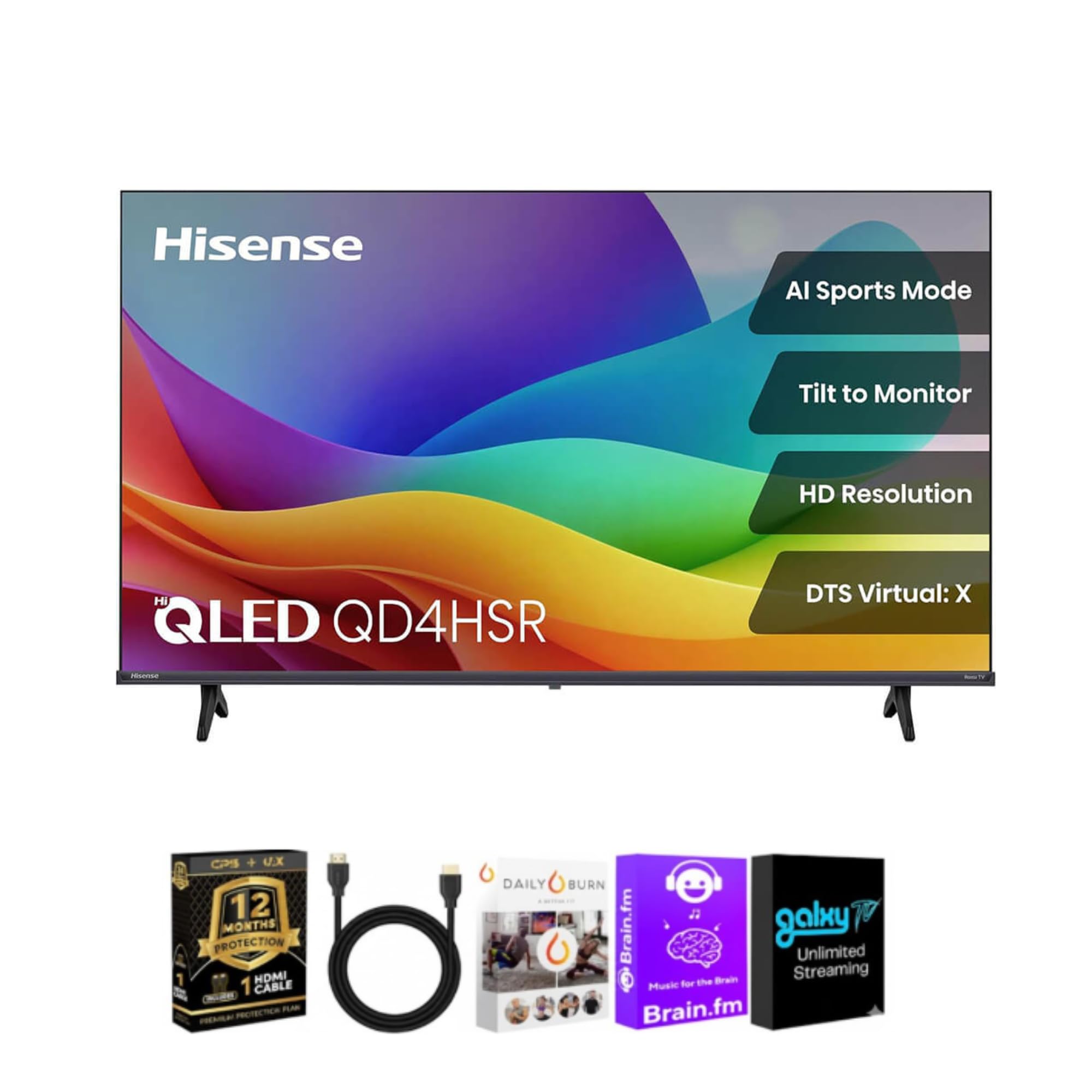 Hisense 32" QD4 Hi-QLED Smart VIDAA TV 32QD4SV with HDMI Cable Bundle