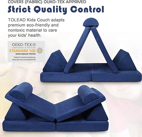 Miniatura 3 de TOLEAD Sofá de juego para muebles imaginativos para niños, sofá modular modular de 6 piezas, juego de casa de juegos para bebés, niñas y niños, sala