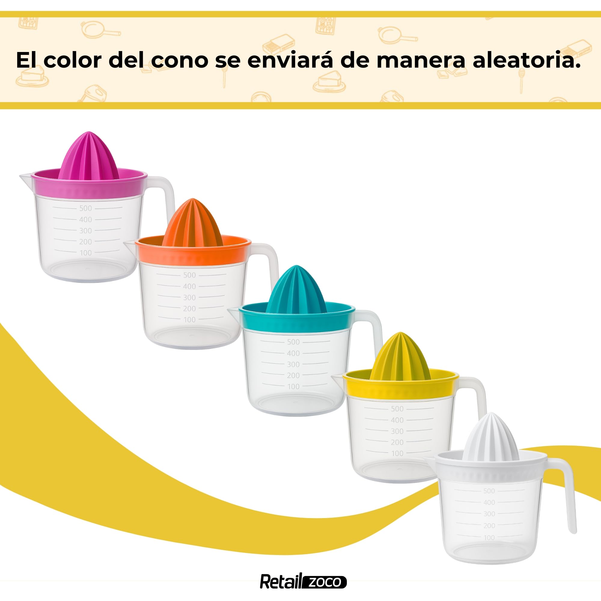 CHEFZOCO Exprimidor manual de plástico 600 ml para naranjas y limones transparente