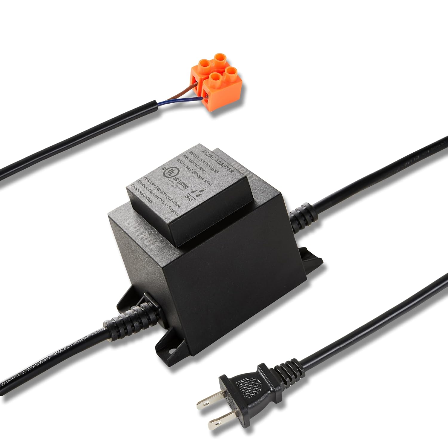 60W Low Voltage Landscape Transformer, 120V to 12V AC Outdoor Power Supply, IP68 Fully Waterproof for Pool Lights, Fountain and LED Landscape Lighting, UL Listed12 Volt AC Adapter - 2 Yrs Wty