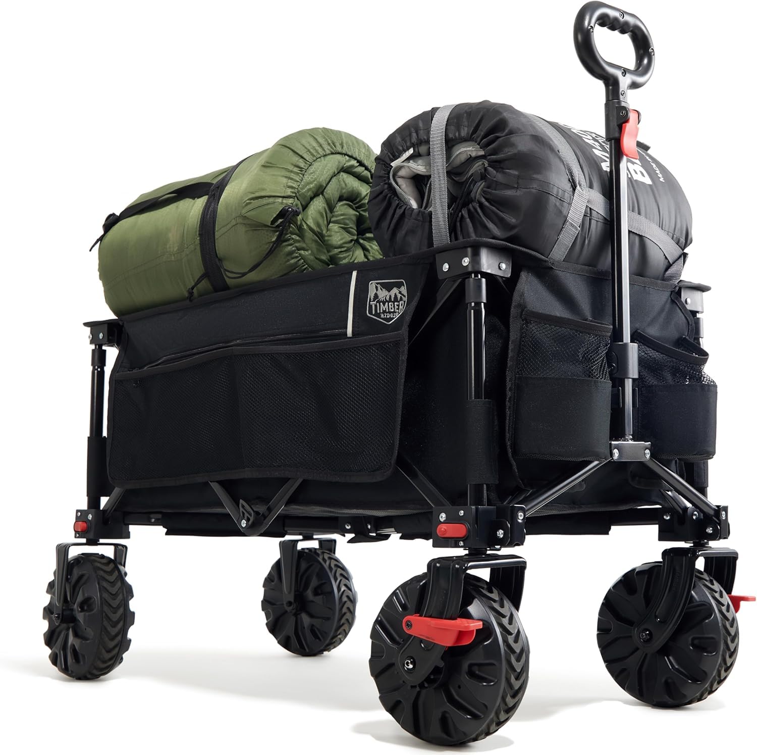 TIMBER RIDGE Carro Playa Ruedas Grandes con Freno Carrito Plegable Transporte para Jardín Playa Campaña Compra al Aire Libre Carreta con Bolsa de Cubierta Ruedas Amovibles Mango Ajustable hasta 100kg Global Recycled Standard Global Recycled Standard Global Recycled Standard