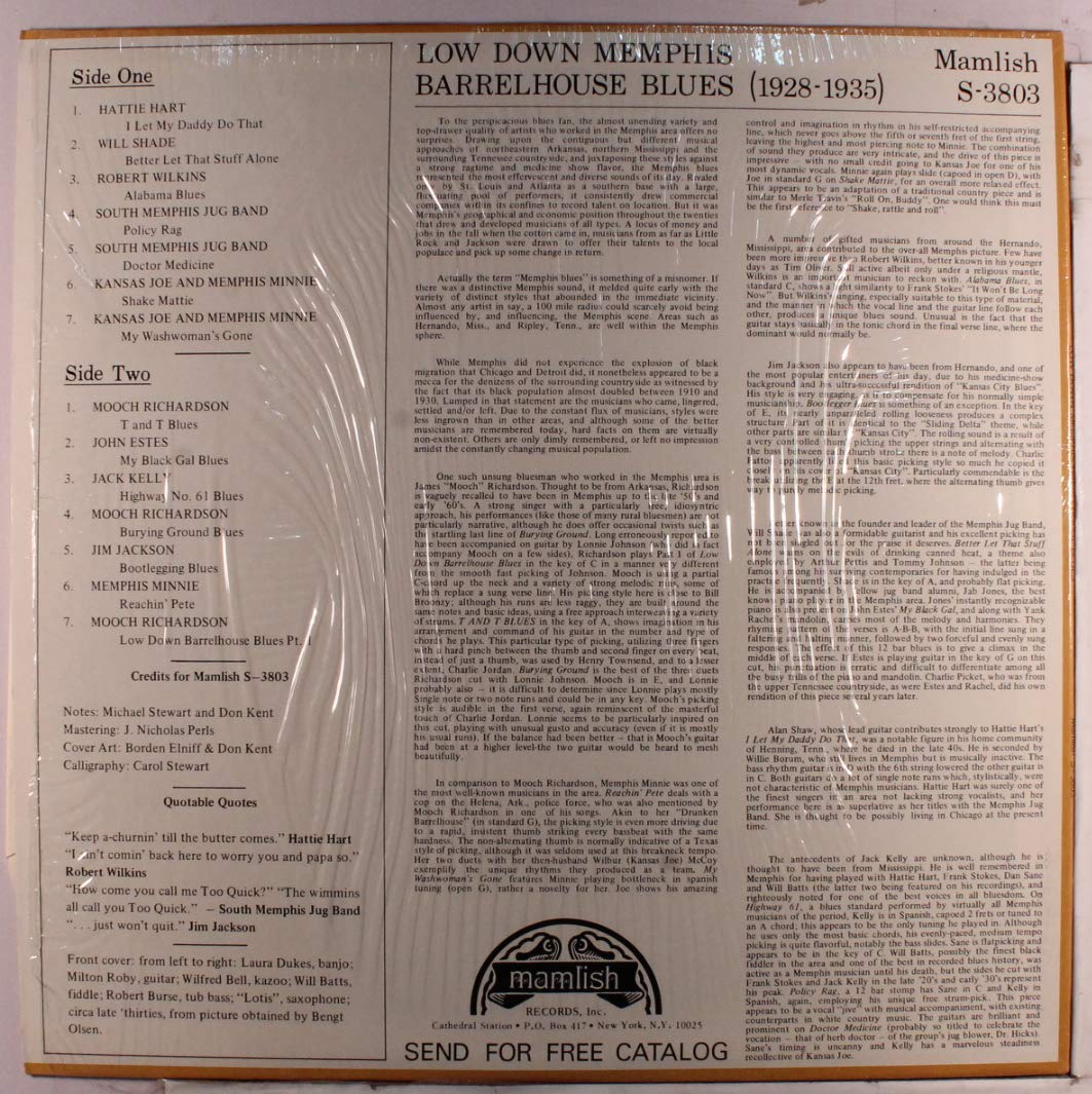 low down memphis barrelhouse blues 1928-1935 LP