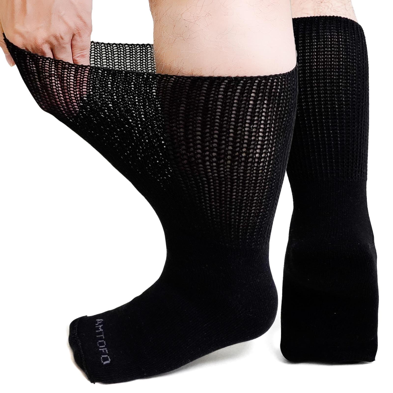 ZFSOCK Diabetiker Socken Herren Damen Diabetikersocken Ohne Gummibund Ohne Naht für empfindliche Füße Baumwolle Gesundheitssocken Extra Weite Wadenlange Socken Atmungsaktive 3 Paar