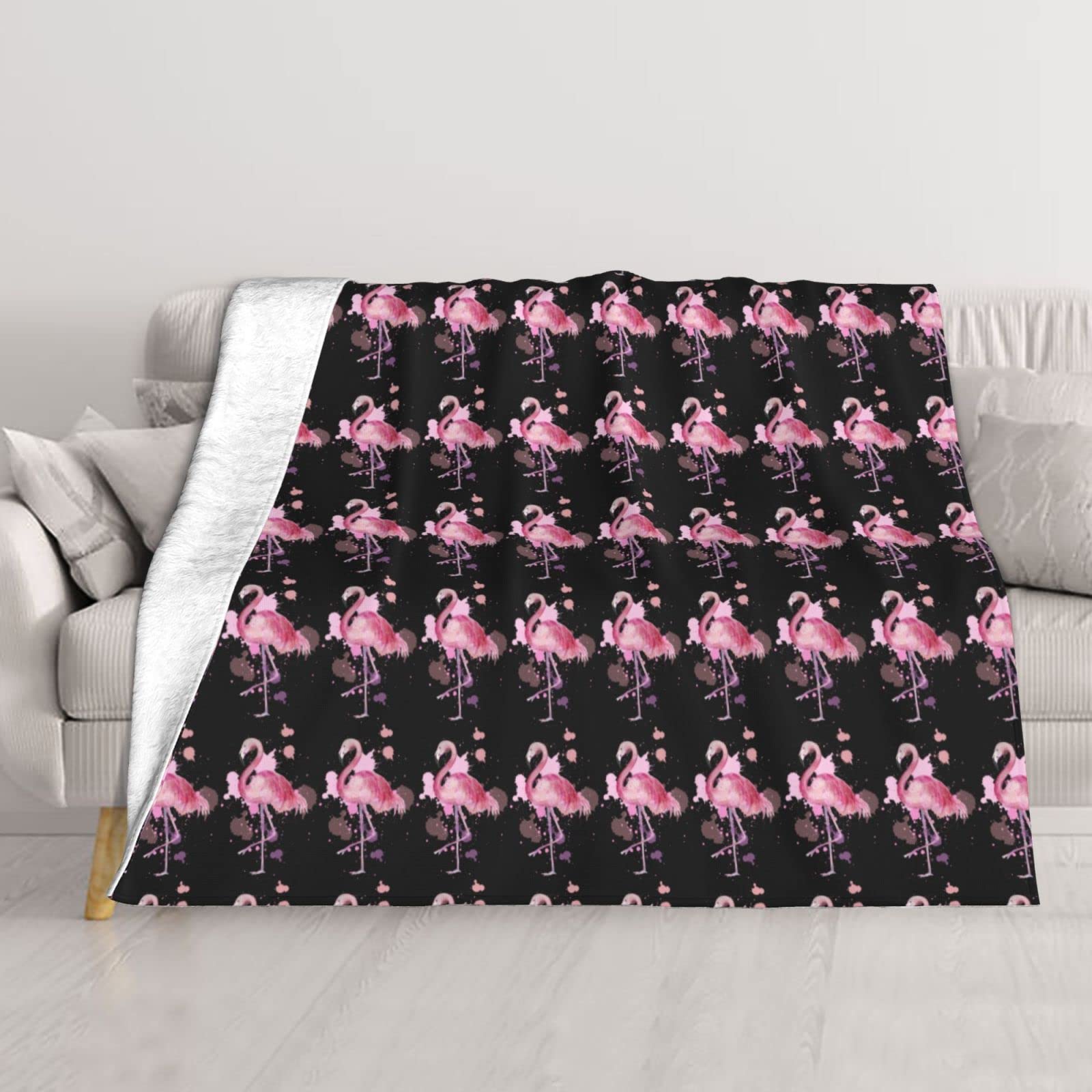 Couverture vintage imprimé floral flamant rose plaid canapé lit voyage 203x152