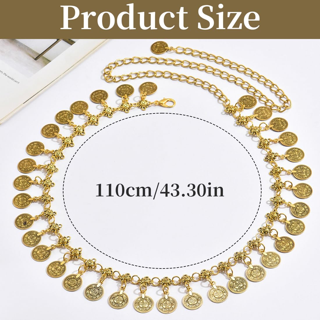 Cadena de cintura de Oro para Mujer, Cadenas de Cuerpo, Cadena de Cintura con Borlas Doradas, para Vestidos de Jeans — view 2