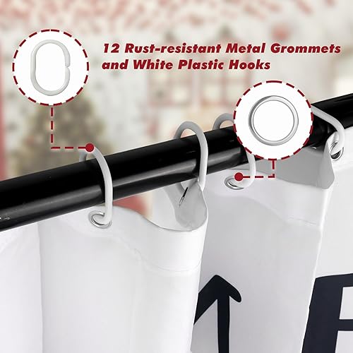 Miniatura 3 de HappyPumpkin Cortina de ducha de Navidad, árboles de Navidad a cuadros frescos de granja, rústico, retro, granja, impermeable, poliéster, decoración