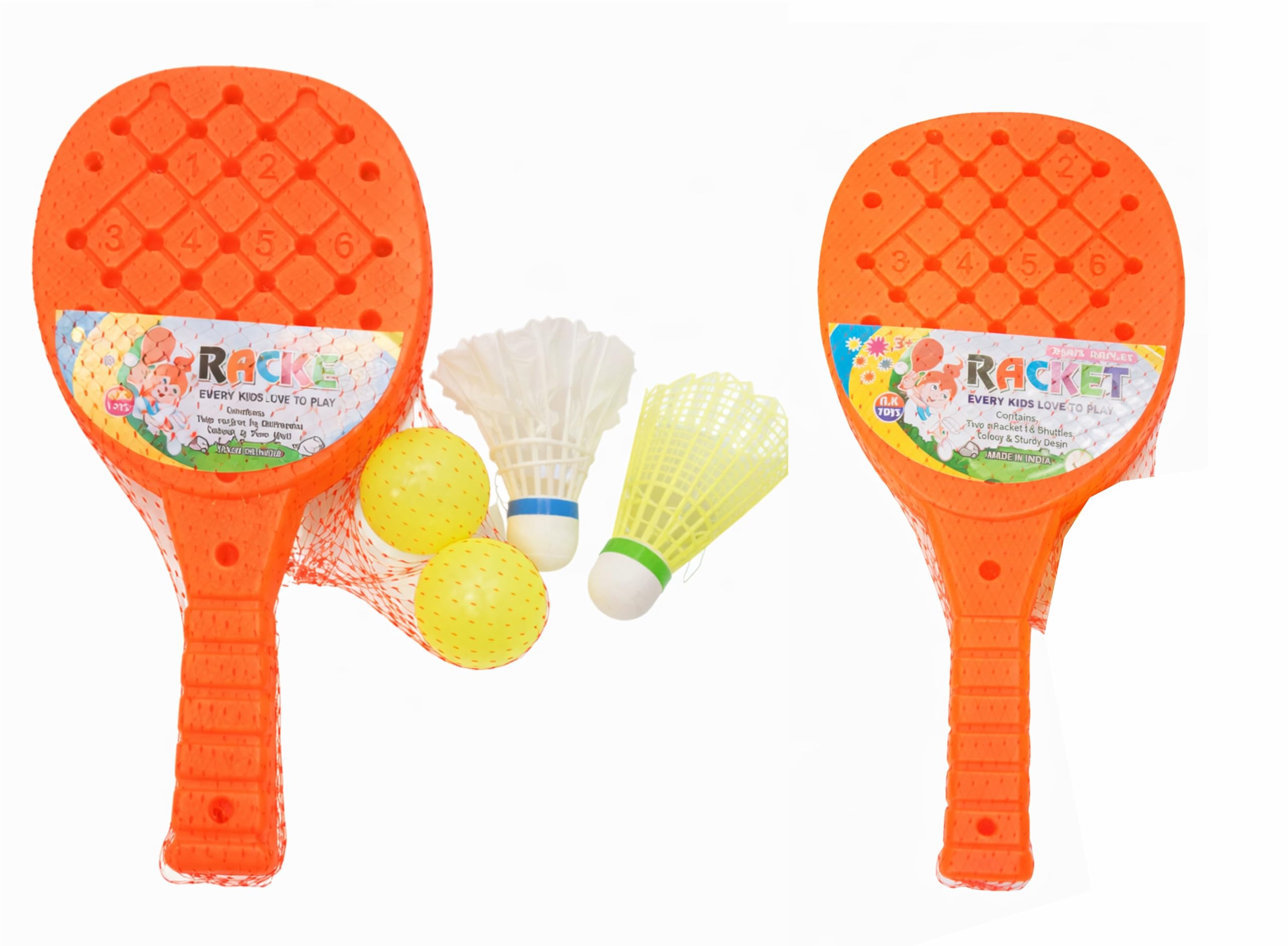 Pack of 1 Plastic Badminton Racket Set for Kids & Beginners | 2 pcs Racket | 2 Soft Balls | 2 Shuttlecocks (1 Feather + 1 Nylon) | Outdoor & Indoor Play-picture-30