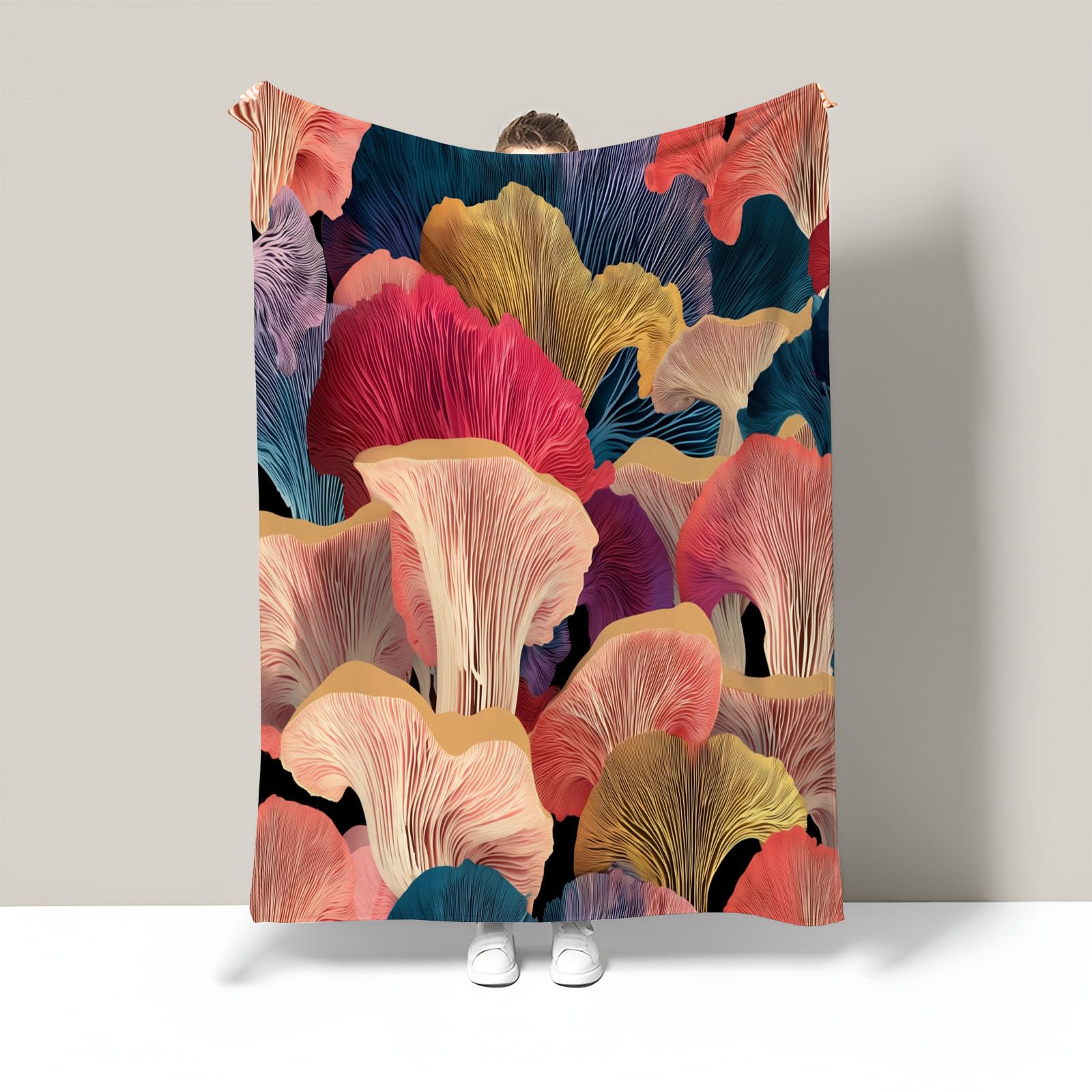 Cadeau couvertures lit motif champignons magiques plaid flanelle rose enfant
