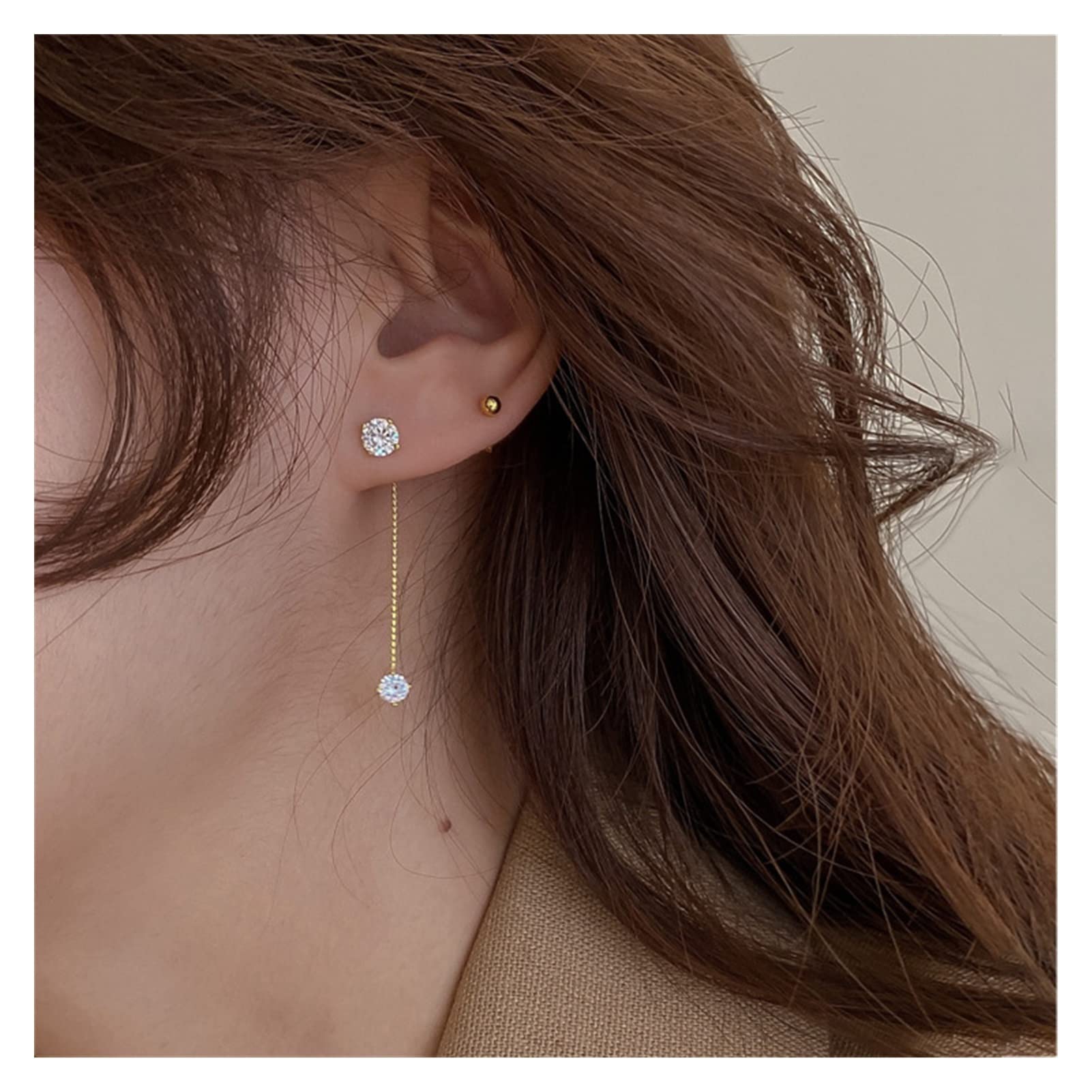 Zircon Long Front and Back Delicate Jewelry High-end Earrings