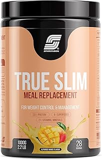 Sparkfusion True Slim Protein Powder Meal Replacement Shake | For Weight Control And Management | 23 gm Protein With 8 Ayurvedic Superfood | Sugar Free | For Men and Women (Alphonso Mango, 1000 gm)