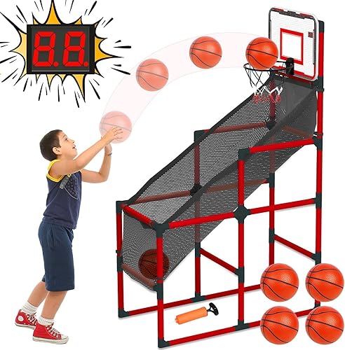 TOY Life - Aro de baloncesto LED para niños pequeños, aro de baloncesto interior para niños, juego de baloncesto arcade, aro de baloncesto para