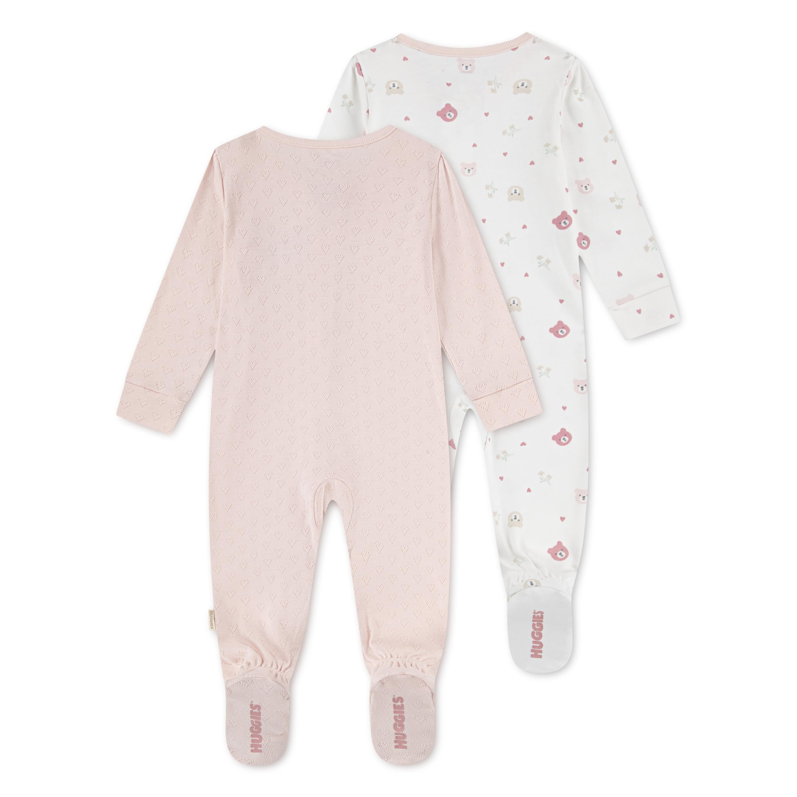 HUGGIES Mädchen Huggies Footed Coveralls 2-pack Trainingsanzug mit Füßen, 2 Stück