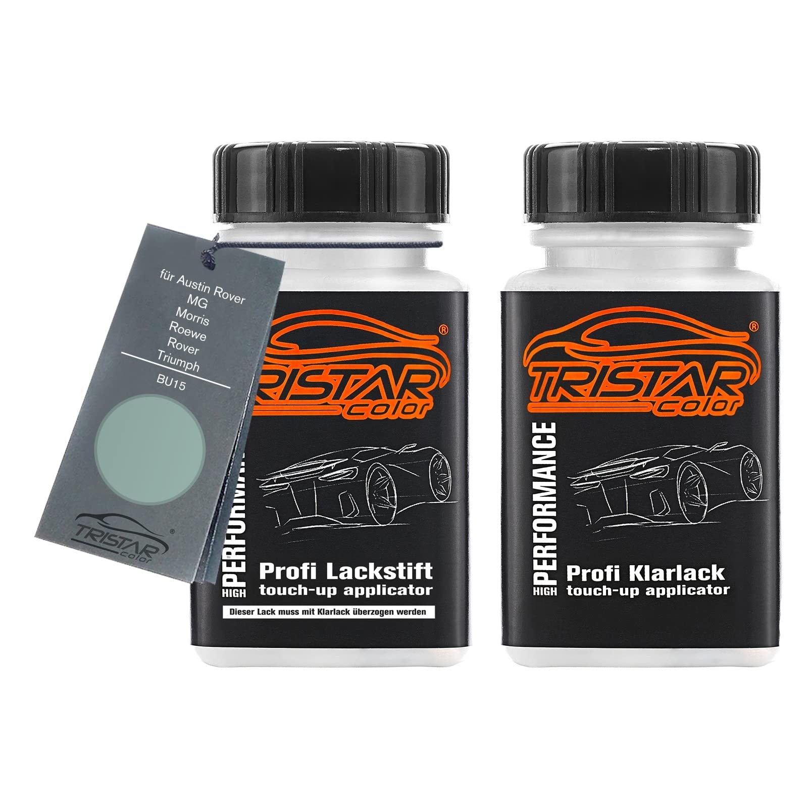 Tristarcolor Smoke Grey / Blue Grey Car Paint Touch-Up Pen Set For Austin Rover/Mg/Morris/Roewe/Rover/Triumph Bu15 Smoke Grey/Blue Grey/Haze Blue Base Coat Clear Coat 50Ml Each