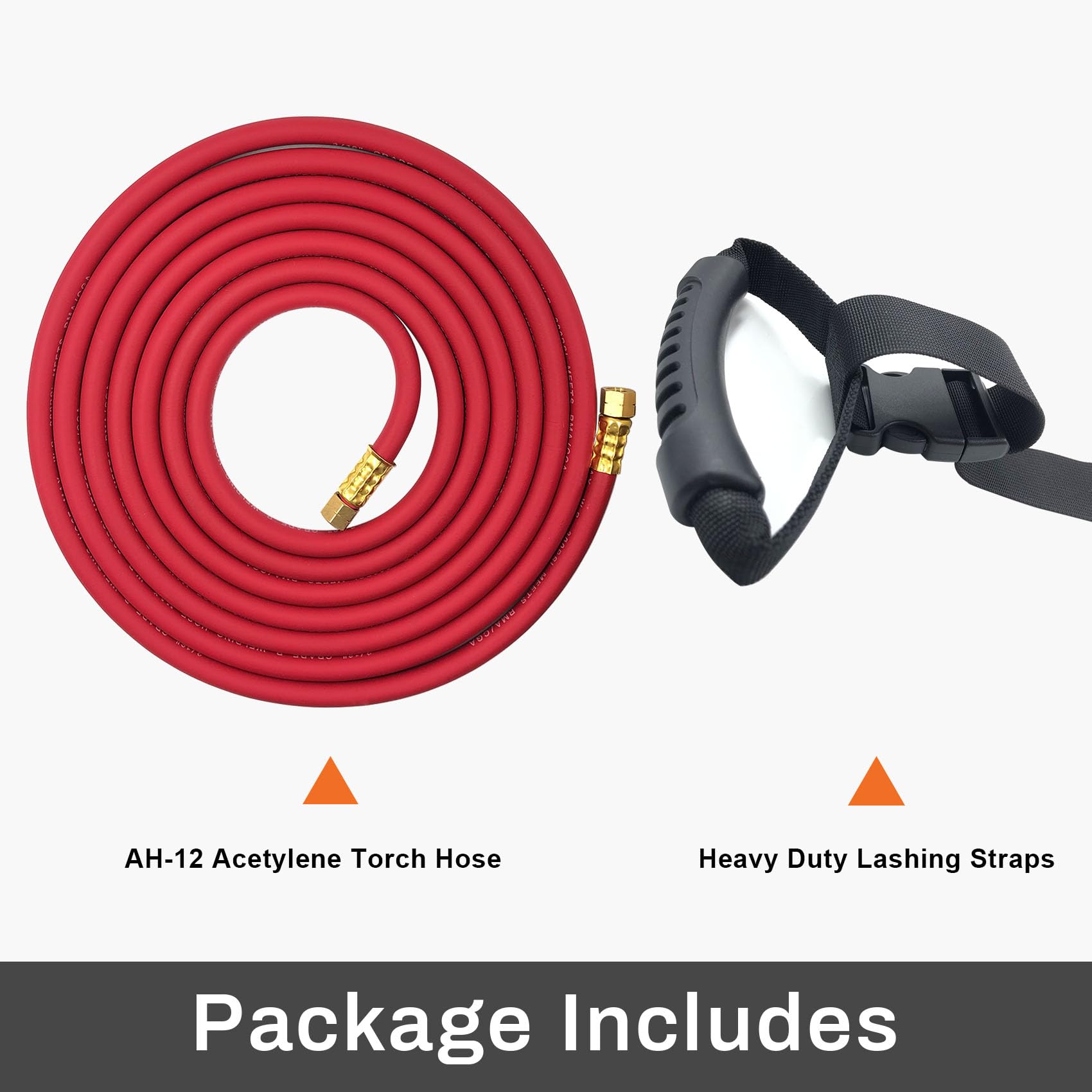 0386-1090 AH-12 - Manguera de aire acetileno, 12 pies, accesorio A", manguera de soldadura de repuesto compatible con reguladores Turbo Torch AR-B/AR-MC, asas G4/PLF-A, tanques B/MC.