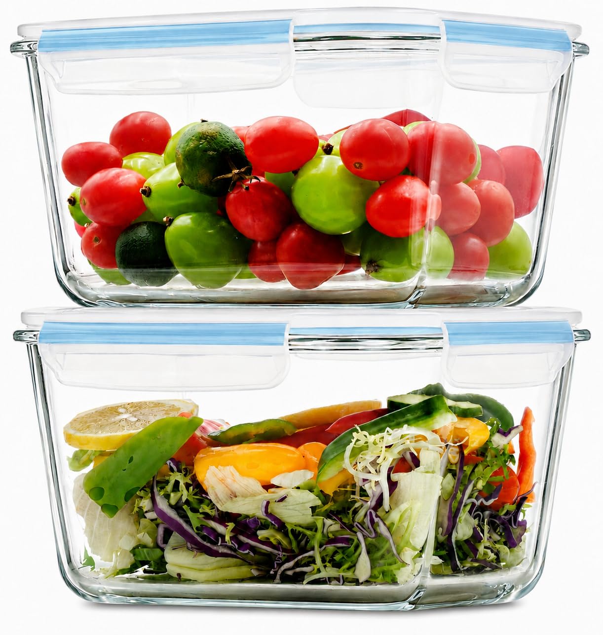 Photo 1 of 2 Pack Large Glass Storage Containers with Lids 85oz/10.5cup Big Airtight Glass Food Storage Containers for Rotisserie Chicken Watermelon Meal Prep, BPA Free, Freezer Dishwasher Oven Safe