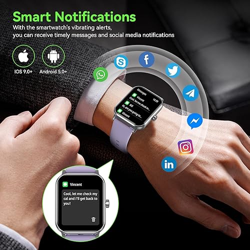 Miniatura 3 de Reloj inteligente para hombres y mujeres, batería de 1000 mAh, duración de la batería de 100 días, frecuencia cardíaca 24/7, monitor de fitness,