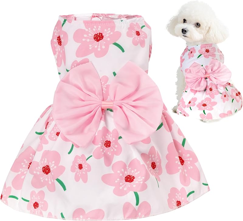 choyaxo Vestido floral para perro, pollera linda para perro, vestido para mascotas, ropa de verano para mascotas para cachorros y gatos pequeños, S