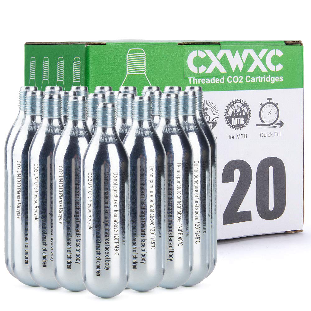 16g/25g Threaded CO2 Cartridges for Bike Tires - Cartridge for CO2 Inflator with Threaded Connection, CO2 Pump for Road and Mountain Bikes