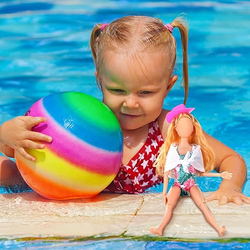 Miniatura 5 de Bencailor Ropa de muñeca de 5 piezas para trajes de baño de muñeca de 11.8 pulgadas, conjunto de ropa de natación y accesorios, sombrero de muñeca