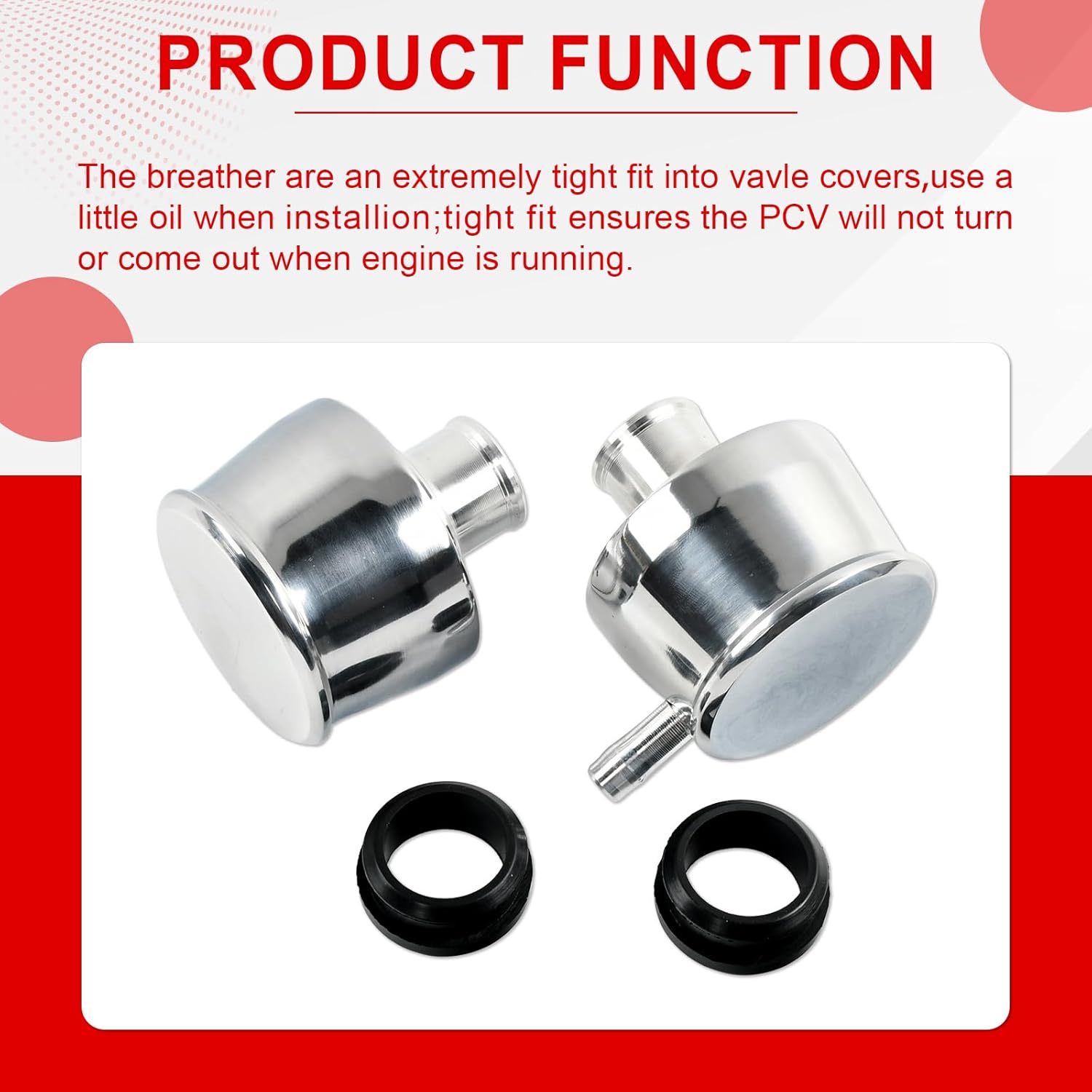 Silver Aluminum Smooth Valve Cover & Breather Combo with 2 Grommets Compatible with SBC BBC SBF For 1-1/4" Hole-2PC
