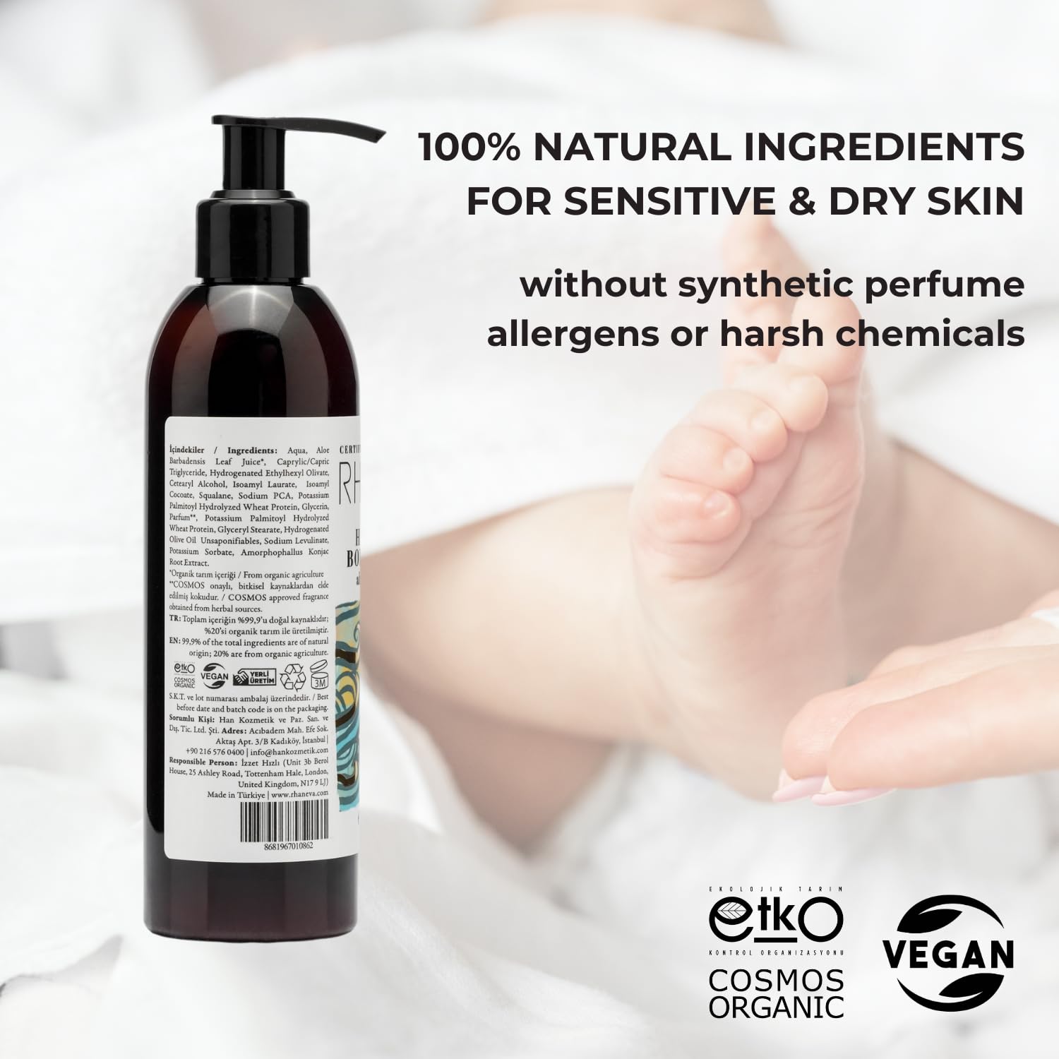 Almond Everyday Hassas Ciltler için El ve Vücut Losyonu, Organik ve Vegan Sertifikalı, 250 ml