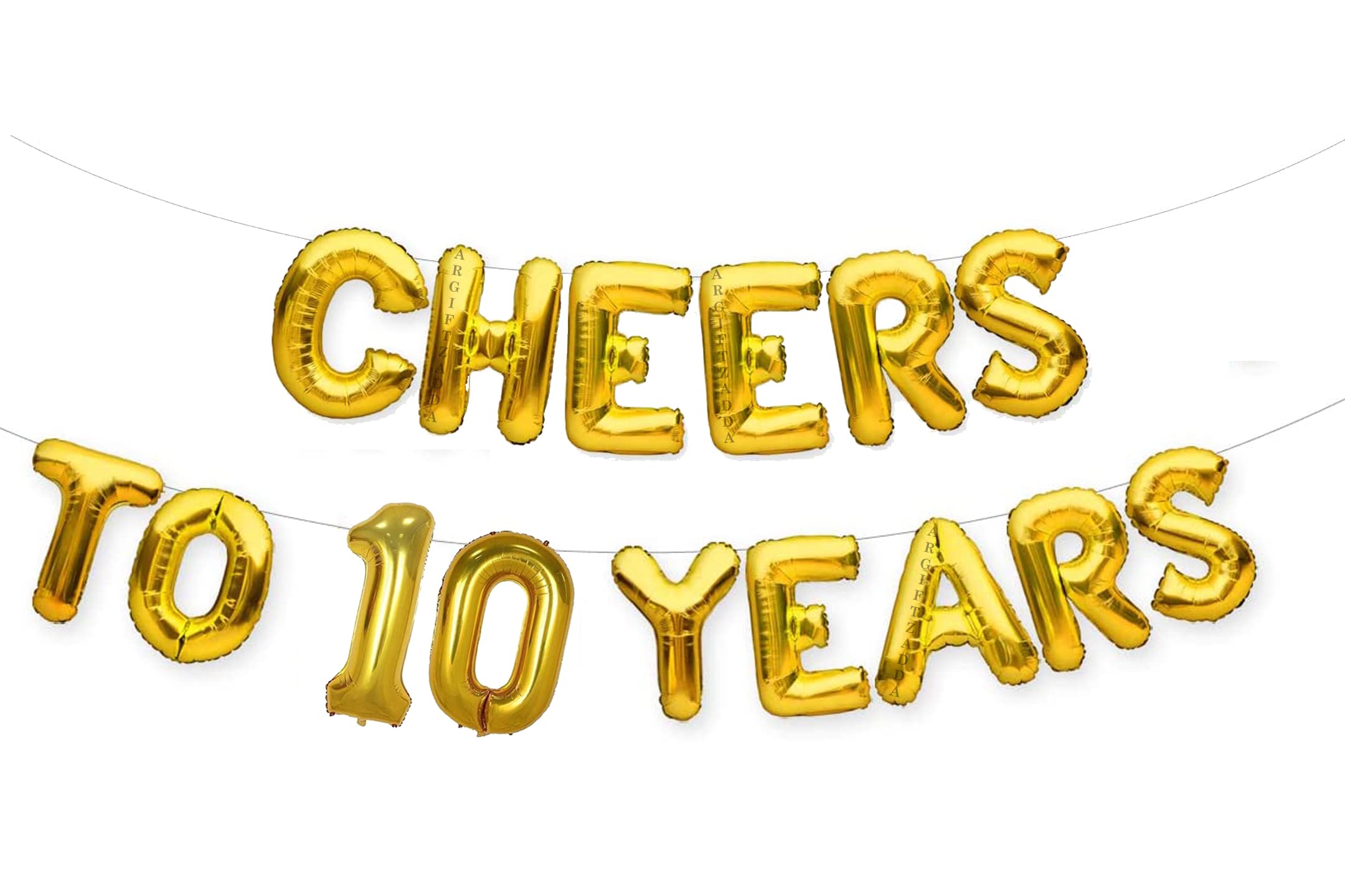 AR Giftzadda Cheers to 10 Years Birthday Anniversary Decorations Balloons Gold (16 inch) for Boys Girls Kids 10th Birthday Party Decorations (Cheers to 10)
