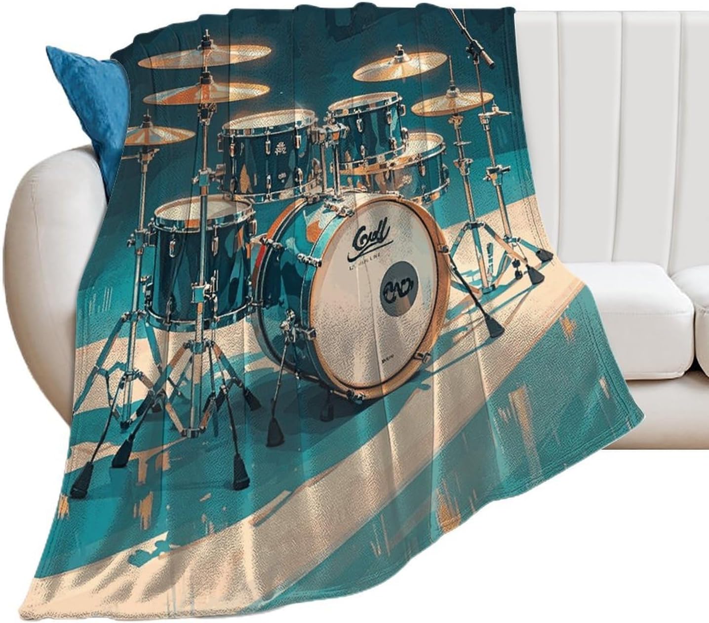Custom Flannel Fleece Throw Blanket Plush Travel Throw for Bed 60x80 Inch Comfort Personalized Cool Drums Set Blankets for Adults Decorative Bedtime Blanket Couch Sofa Camping Companion
